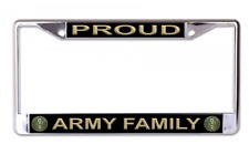 PROUD ARMY FAMILY USA MADE CHROME LICENSE PLATE FRAME picture