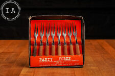 c.1960 Set of 8 Stainless Steel Party Forks picture