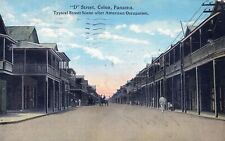 COLON - D Street Typical Street Scene After American Occupation Postcard -Panama picture